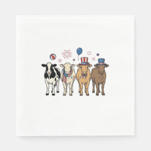 Serviette En Papier Défilé de vaches patriotiques dessin vintage pour 