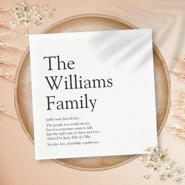 Serviette En Papier Définition personnalisée du nom de famille (Personalized Family Name Definition Napkins)