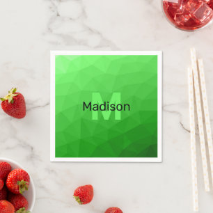 Serviette En Papier Dégradé vert clair géométrie motif maille Monogram