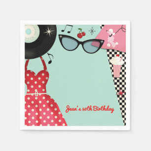 Serviette En Papier Déguisement des années 50 Rétro Vintage Party