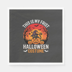Serviette En Papier Déguisement Halloween Sorcière Chat et Citrouille 