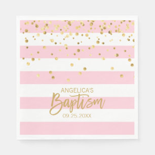 Serviette En Papier Déjeuner de BAPTÊME de FILLE d'or de ROSE en