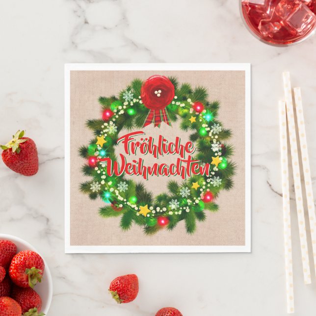 Serviette En Papier Déjeuner de Noël Fröhliche Weihnachten (En situation)