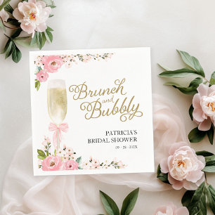 Serviette En Papier Déjeuner floral rose doré et bridal shower pétilla