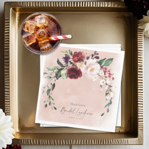 Serviette En Papier Déjeuner nuptial rustique Bourgogne et rose pâle R
