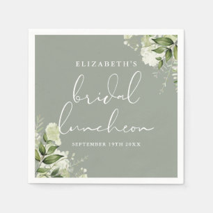 Serviette En Papier Déjeuner nuptial vert Floral Sage