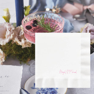 Serviette En Papier Déjeuner personnalisé Mariage rose chaud