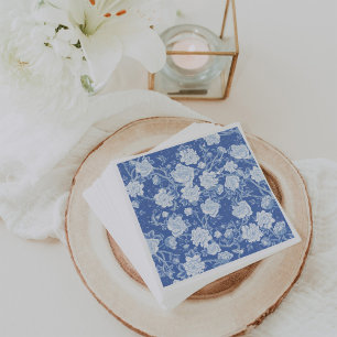 Serviette En Papier Delft Blue White Chinoiserie Bird Peonies Garden
