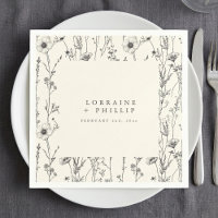 Délicat automne fleurs sauvages mariage serviette