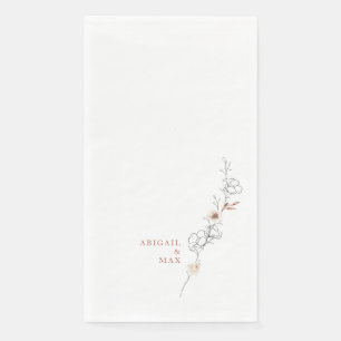 Serviette En Papier Délicat Floral Cinnamon Texte Mariage blanc