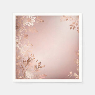 Serviette En Papier Délicat rose et Rose or floral