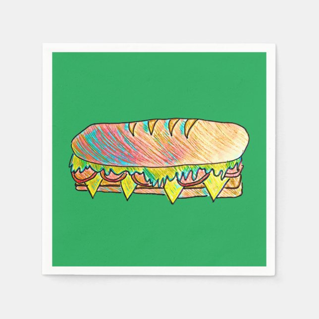 Serviette En Papier Délicieux sandwich sous pique-nique fête de déjeun (Devant)