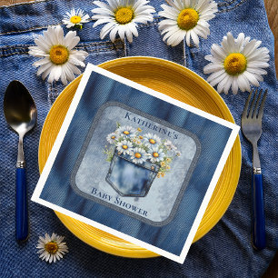 Serviette En Papier Denim Blue Jean   Baby shower floral de Daisies