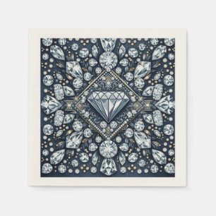 Serviette En Papier Denim & Diamonds Glam Bling Anniversaire