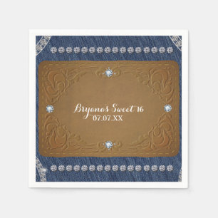 Serviette En Papier Denim & Diamonds Jeans Étiquette Glam Party