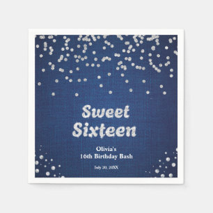 Serviette En Papier Denim & Diamonds Sweet sixteen 16e anniversaire