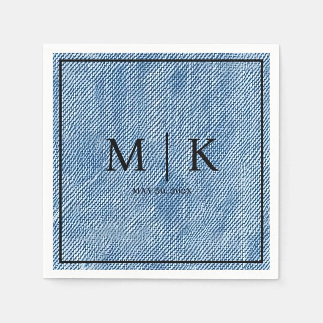 Serviette En Papier Denim Fabric Bleu clair | Napkins mariage (Devant)