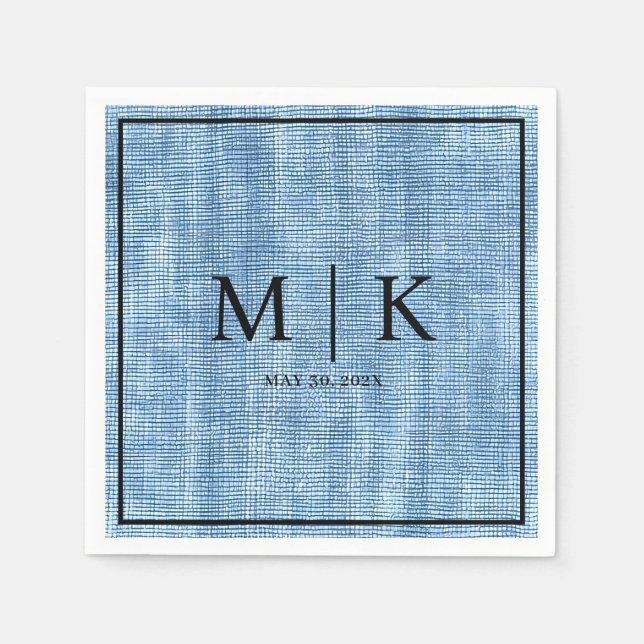 Serviette En Papier Denim Fabric Bleu clair | Napkins mariage (Devant)