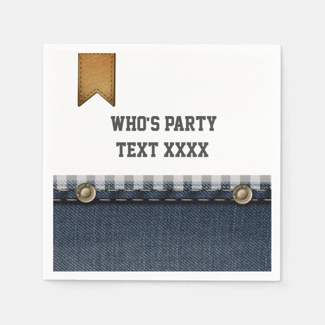 Serviette En Papier denim, jean bleu, cowboy, ouest (Devant)