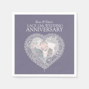 Serviette En Papier Dentelle 13e anniversaire mariage photo du coeur