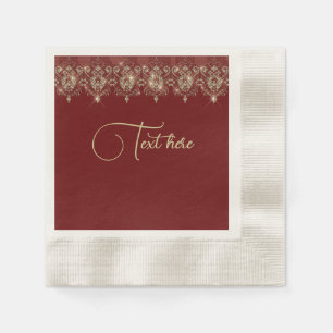 Serviette En Papier Dentelle Bourgogne rouge et or élégant brillant