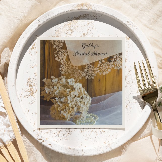 Serviette En Papier Dentelle de campagne et fleurs Fête des mariées de (Créateur téléchargé)