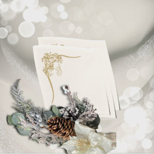 Serviette En Papier Dentelle Sheer Poinsettia Monogramée