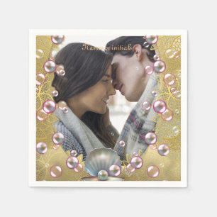 Serviette En Papier Dentelles et perles d'or