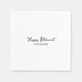 Serviette En Papier Départ à la retraite élégant en noir et blanc