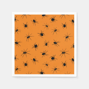 Serviette En Papier Déplaisante fête d'Halloween Orange Araignées
