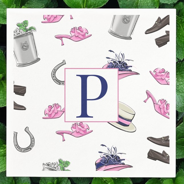 Serviette En Papier Derby Horse Race Attire Horseshoe Julep Monogramme (Créateur téléchargé)