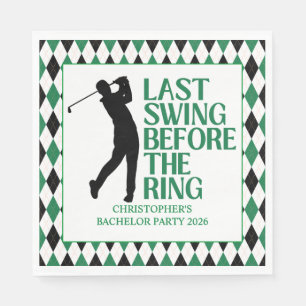 Serviette En Papier Dernier Golf Country Club Bachelor Noir Vert