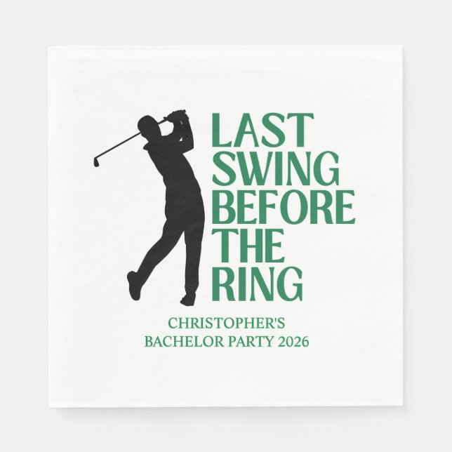 Serviette En Papier Dernier Swing Avant Le Ring Golf Bachelor Party (Devant)