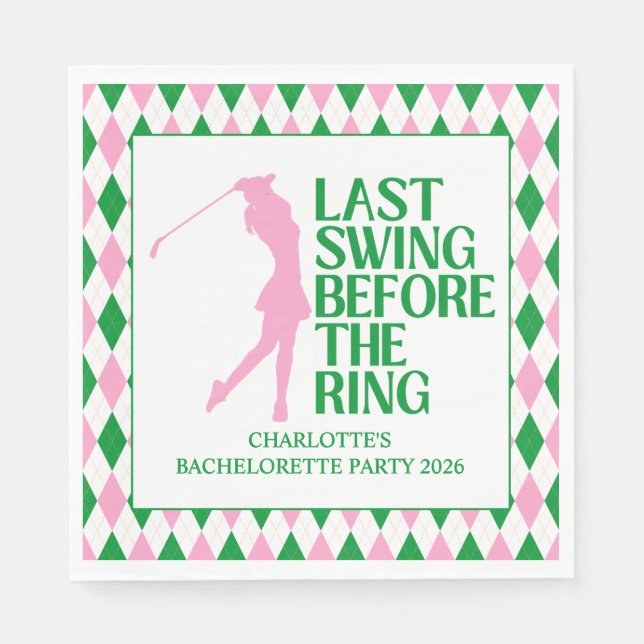 Serviette En Papier Dernier Swing Avant Le Ring Golf Bachelorette Part (Devant)