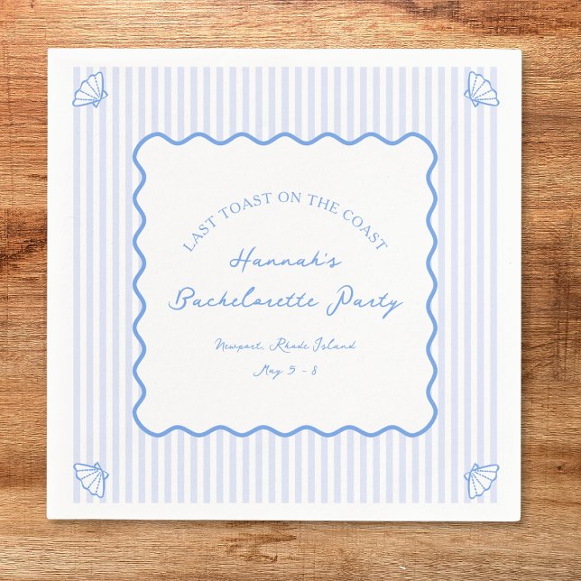Serviette En Papier Dernier Toast sur la Côte Bachelorette Bleue Party (Créateur téléchargé)