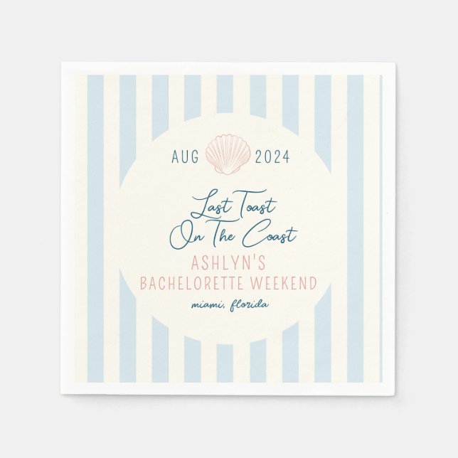 Serviette En Papier Dernier toast sur la côte Bachelorette serviettes (Devant)