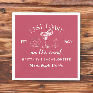 Serviette En Papier Dernier Toast Sur La Côte Beach Bachelorette Party