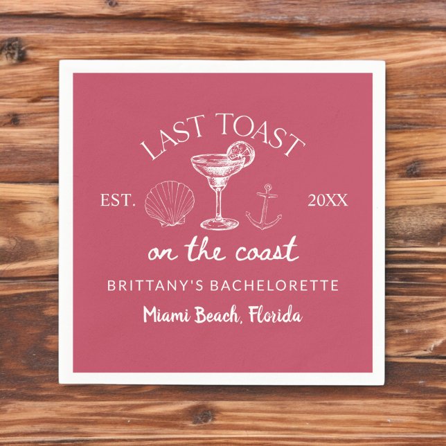 Serviette En Papier Dernier Toast Sur La Côte Beach Bachelorette Party (Créateur téléchargé)