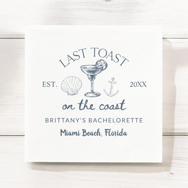 Serviette En Papier Dernier Toast Sur La Côte Beach Bachelorette Party (Créateur téléchargé)