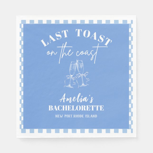 Serviette En Papier Dernier toast sur la côte bleu bachelorette fête (Devant)
