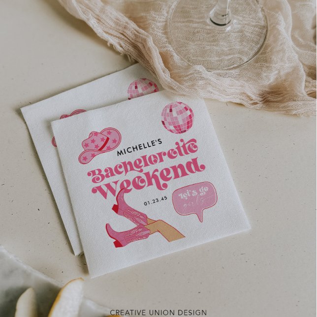 Serviette En Papier Dernière fête de Bachelorette Disco Rodeo (Créateur téléchargé)