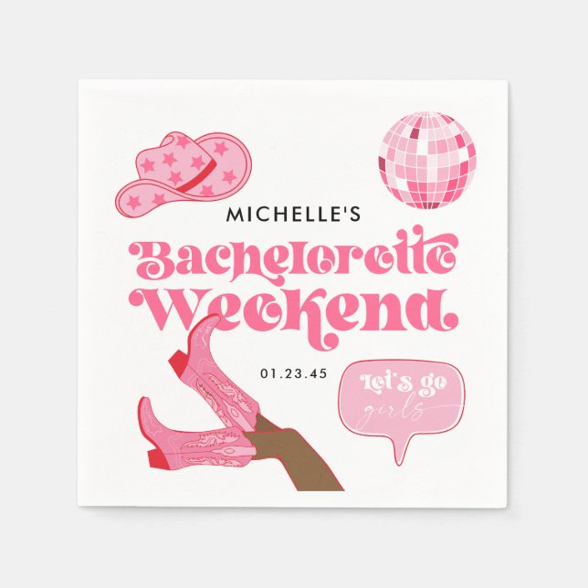 Serviette En Papier Dernière soirée Disco Rodéo avant le mariage (Devant)