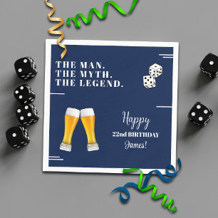 Serviette En Papier Dés à jouer chic verres à bière 22e anniversaire
