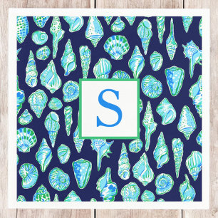 Serviette En Papier Des coquilles de mer de Preppy sur un monogramme A