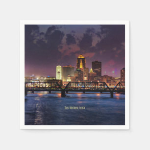 Serviette En Papier Des Moines, Iowa, photo de la ville,
