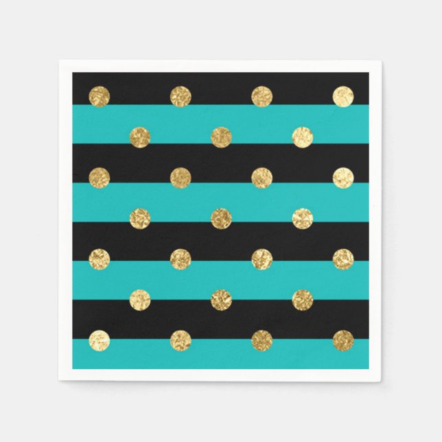 Serviette En Papier Des rayures turquoise avec fête d'anniversaire Poi (Devant)