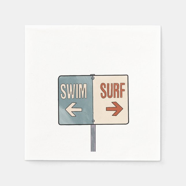 Serviette En Papier Des serviettes de cocktails pour surfer. Mariage M (Devant)