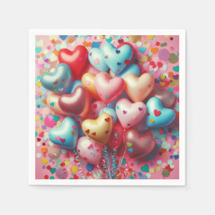 Serviette En Papier Des serviettes de coeur colorées !