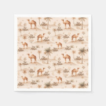 Desert Palms & Camels Napkins – Brown Theme