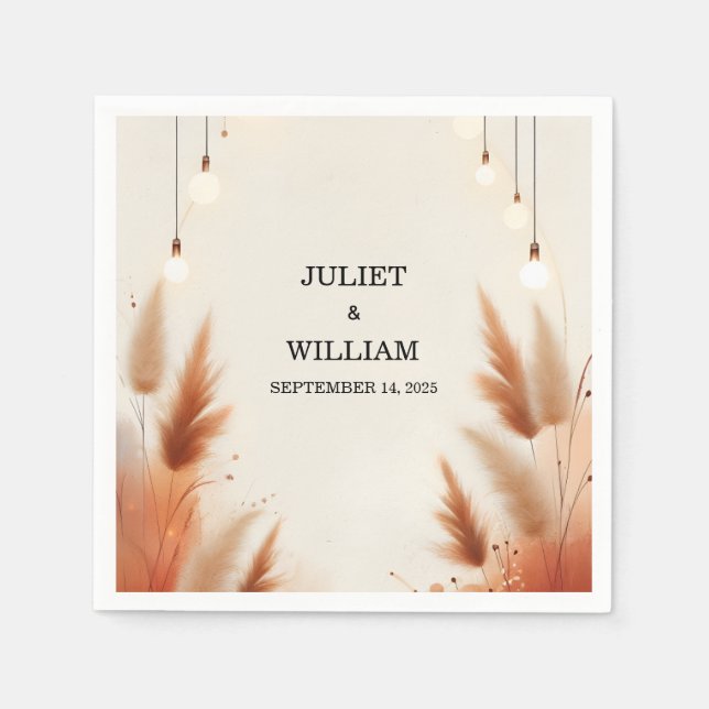 Serviette En Papier Désert Rustique Boho Automne Ombre Mariage Brown (Devant)